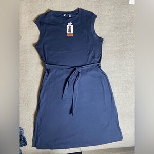 Lands' End Classic Navy Midi Dress with Belt
